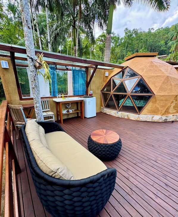 Bungalow Deluks, pemandangan gunung | Tempat makan outdoor