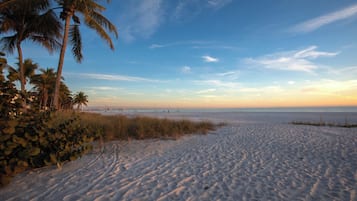 On the beach, white sand