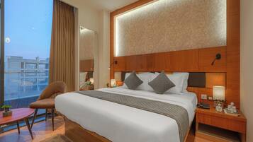 Superior Double Room, City View | Premium bedding, down duvets, memory-foam beds, minibar