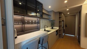 Fridge, microwave, toaster, cookware/dishes/utensils - Stylish Capri residense BangTao Beach (Choeng Thale)