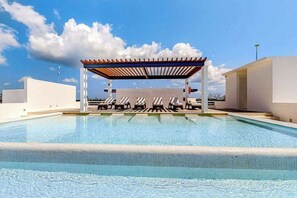 Pool - 2BR condo near Akumal beach, rooftop pool (Akumal)