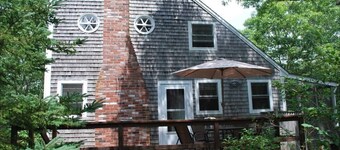 serene wooded 3-bedroom house in peaceful West Tisbury