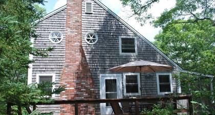 serene wooded 3-bedroom house in peaceful West Tisbury