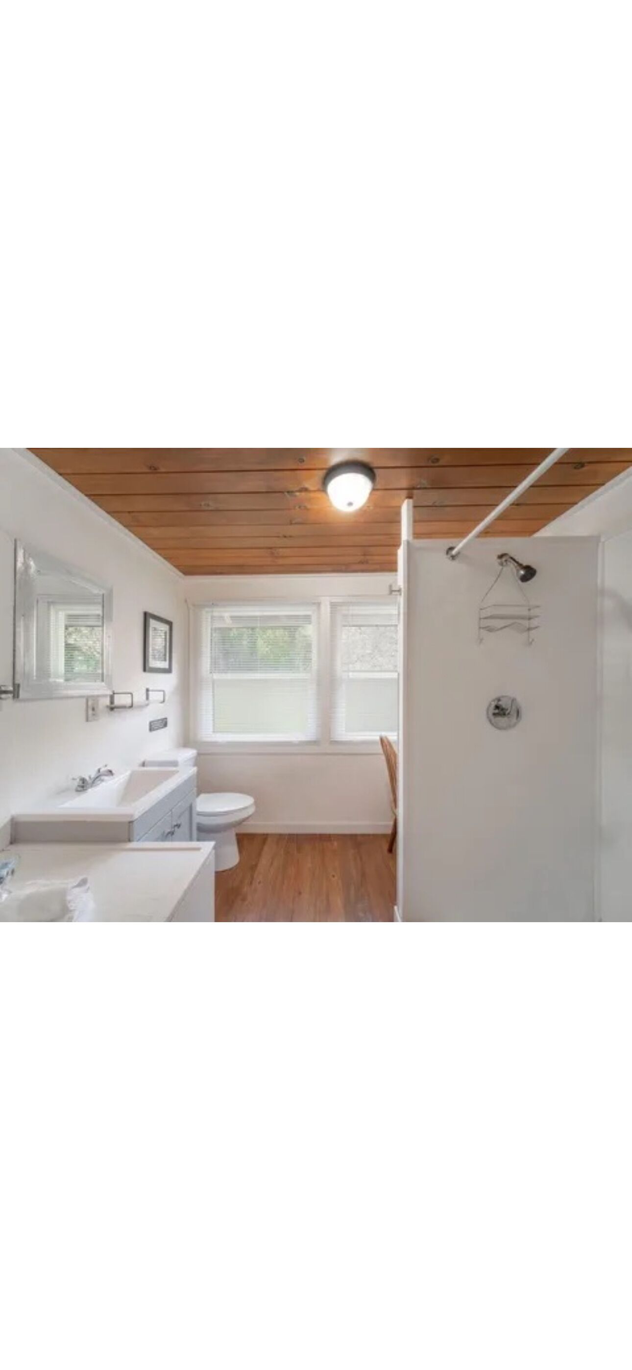 Shower, towels, soap, toilet paper
