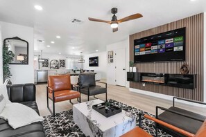 TV, fireplace, offices - Chill&Play in 6BR Retreat w Pool, Hot Tub & Games! (North Las Vegas)