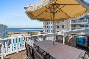 Outdoor dining - Oceanview 3BR Condo with Balcony & Seawall Access (North Wildwood)