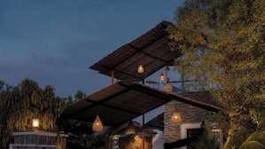 A villa with a sign reading 'Kaash Villa D 76 Tricon City 9826045562'. - Escape & Relax at Kaash Villa, 2BR Luxury Stay in Indore, Projector,Outdoor Area (Indore)