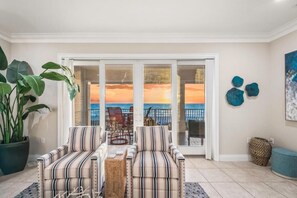 Deluxe Condo, 3 Bedrooms, Beach View, Beachfront | Living area - Anna Maria Island - 6426 LaPlage (Holmes Beach)