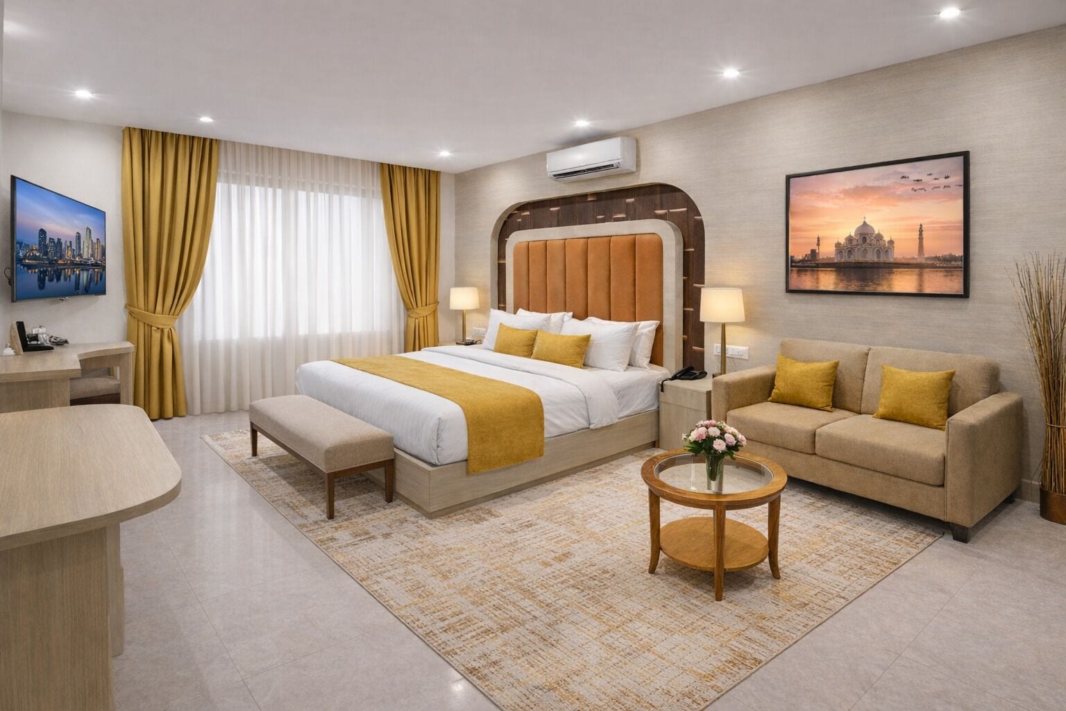 Habitación Deluxe, 1 cama de matrimonio grande | Caja fuerte, sistema de insonorización, tabla de planchar con plancha