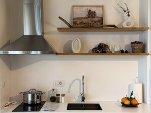 Private kitchen - Pran' Detit Apartments: 1-bedroom apartment in Vlora with balcony (Vlora)
