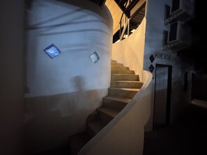 A spiral staircase with a handrail and steps leading upwards. - D6 Apartments at the Pier 2 of 6 (Ko Pha-ngan)