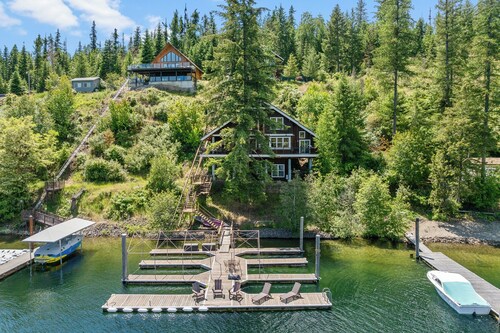 New Listing! Lakefront | Spacious Deck | Private Dock | Hot Tub | Tram