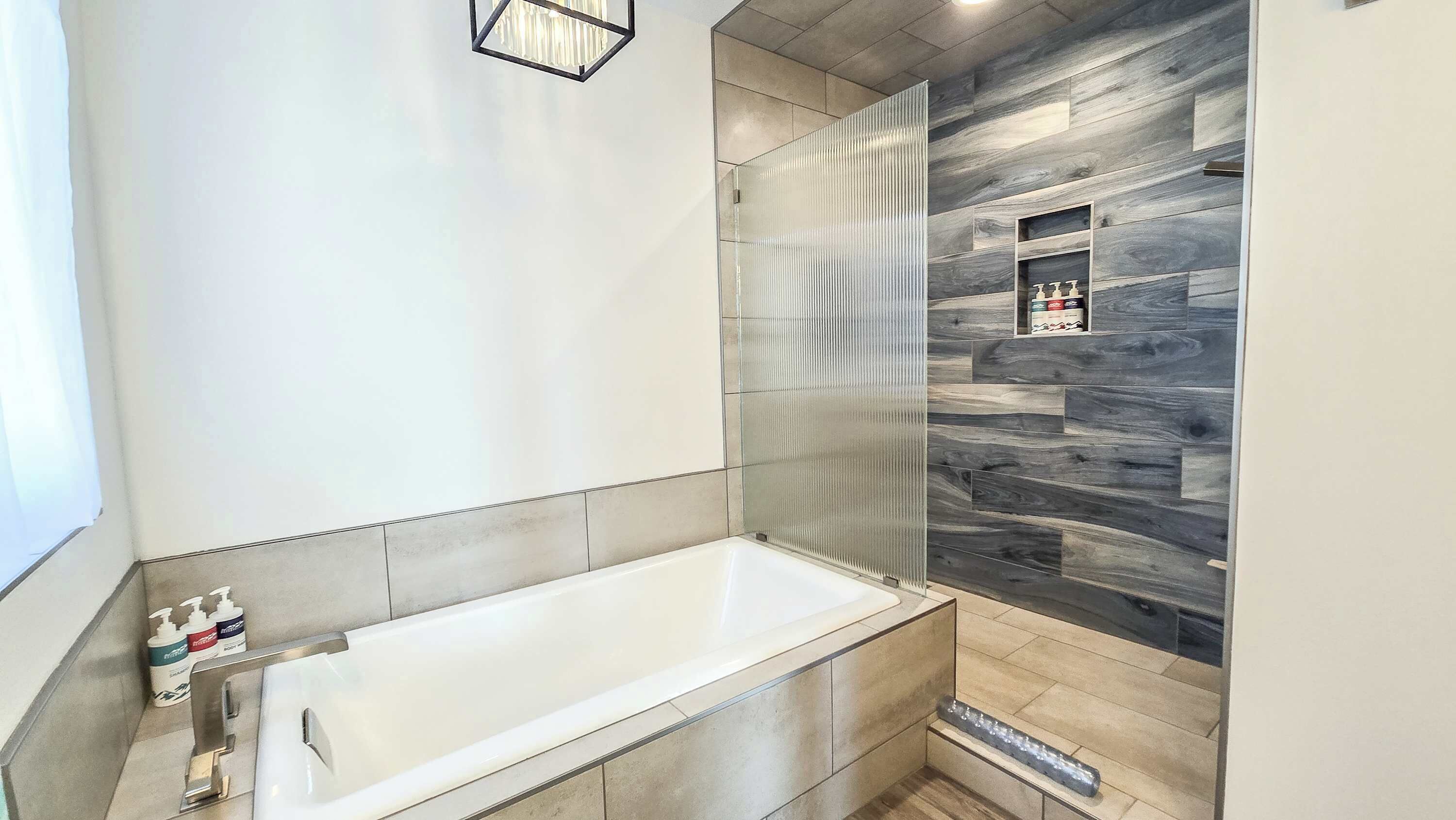 Shower, eco-friendly toiletries, hair dryer, towels