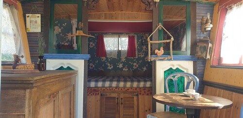 Genuine gypsy caravan in the Tarn gorges