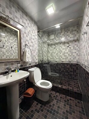 트윈룸, 파티오, 시내 전망 | 욕실