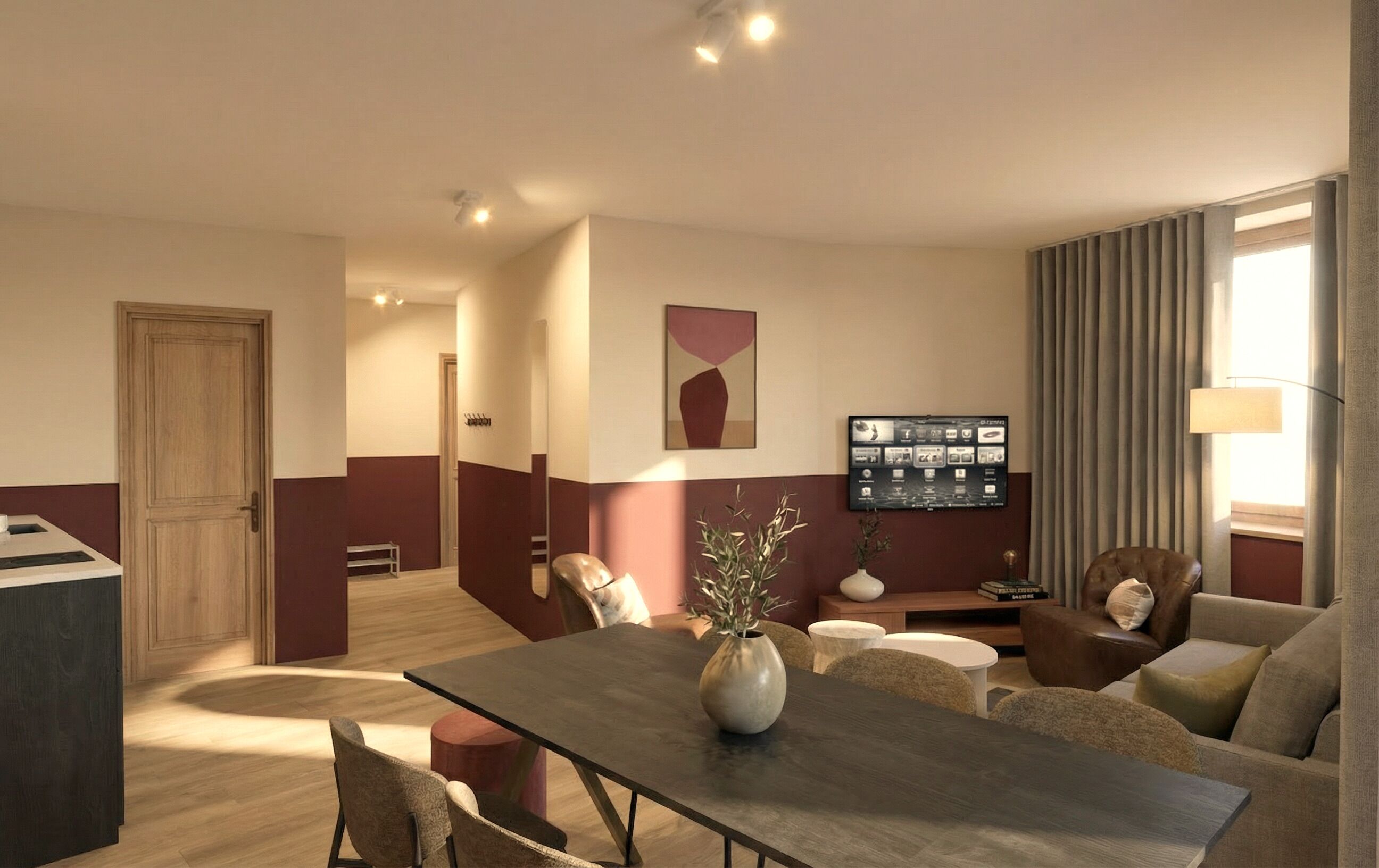 Condo familial, 2 chambres, vue sur la ville | Aire de séjour