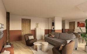 Condo Confort, 2 chambres, vue sur la ville | Aire de séjour