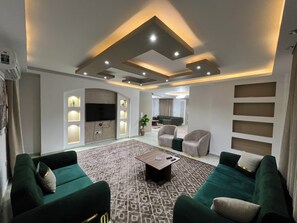 Classic Apartment, Balcony, City View | Living area - ELITE Comfort 3BR Apartment New Cairo   (New Cairo)