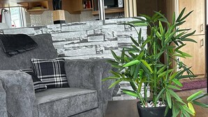 Husvogn, 2 soverom, terrasse | Oppholdsområde | Bøker
