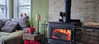 Cozy Lakefront Cabin Family & Pet Friendly fire pit, wood stove, 2 kayaks/CANOE