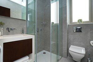 Douche, sèche-cheveux, serviettes fournies