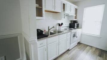 Fridge, dining tables