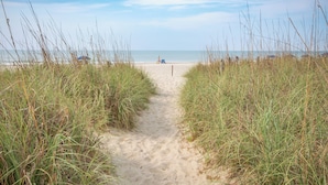 A sandy path leading to a beach with tall grass on either side. - Cozy 2-bedroom condo on the 10th Floor, located in fantastic North Myrtle Beach (North Myrtle Beach)