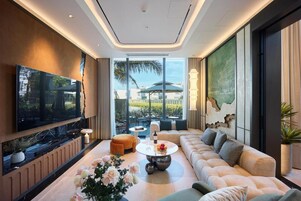 60-inch TV with digital channels, Netflix, pay movies