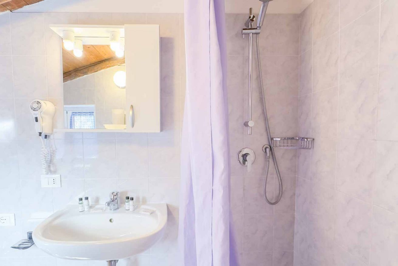 Shower, bidet, towels, toilet paper