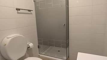 Hair dryer, bidet, soap, toilet paper