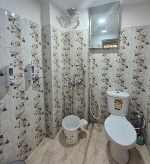Regadera, secadora de cabello, bidet, toallas 