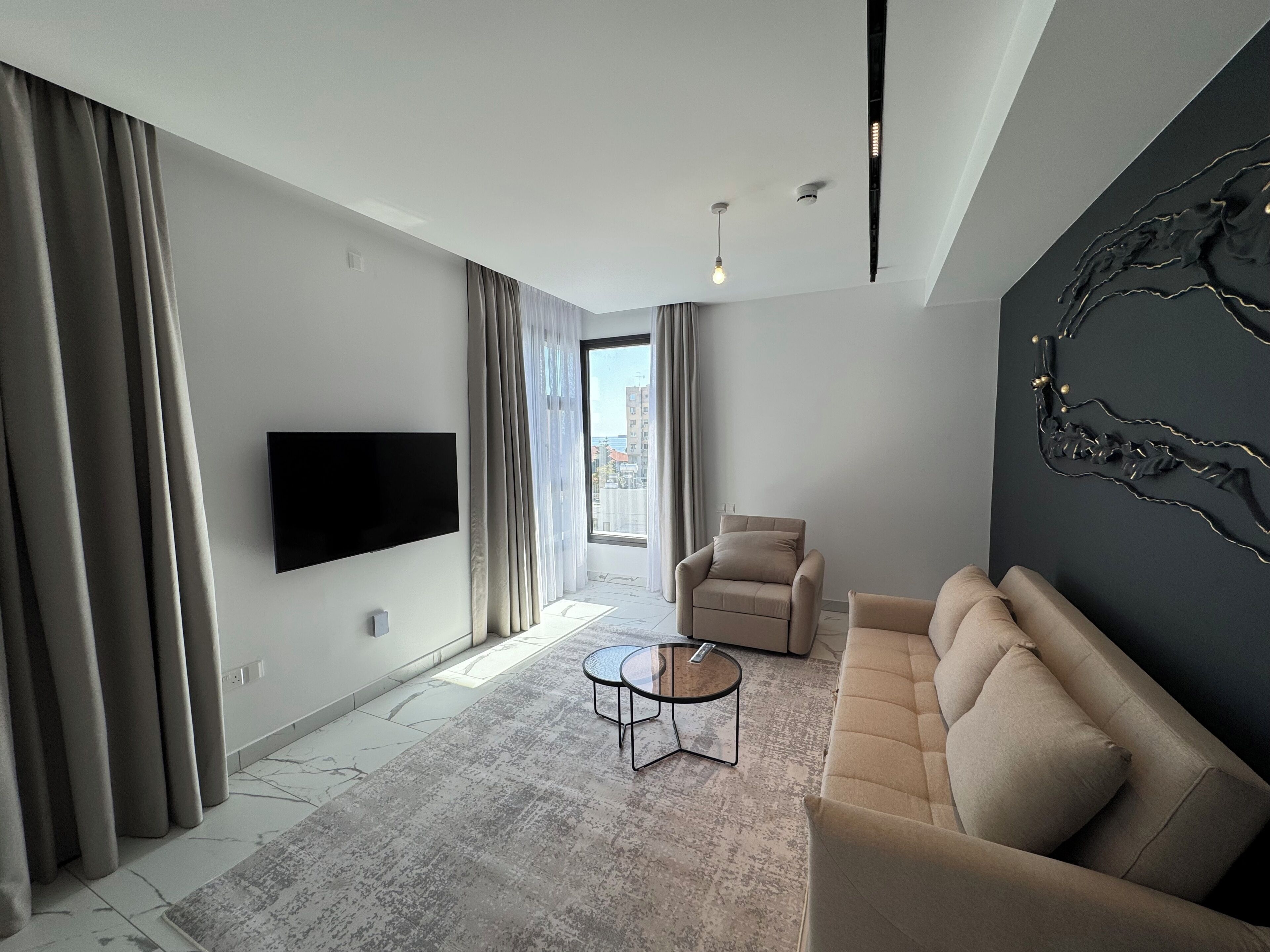 华丽公寓, 1 间卧室, 阳台, 海景 | 起居区