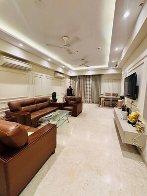 Apartment, 2 Bedrooms, Smoking, Balcony | Living area - Luxurious 2-bedroom Apartment With Shared Pool in Gurugram (Gurugram)