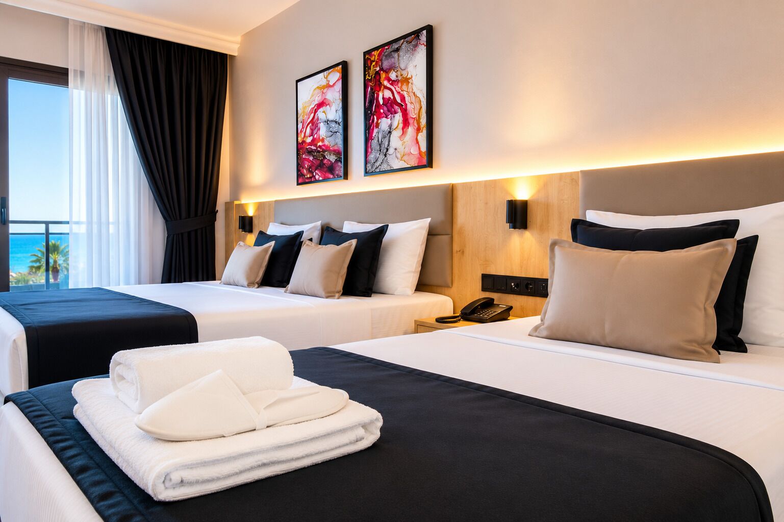 Minibar, gratis barnsängar, gratis wi-fi och sängkläder