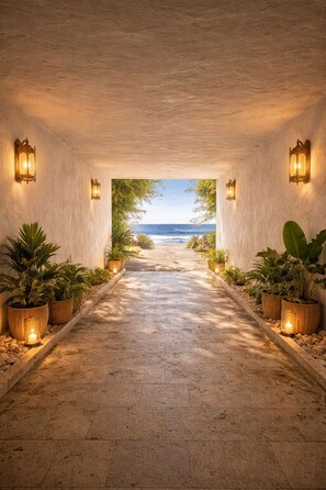 Private beach nearby, white sand, free beach shuttle, sun loungers