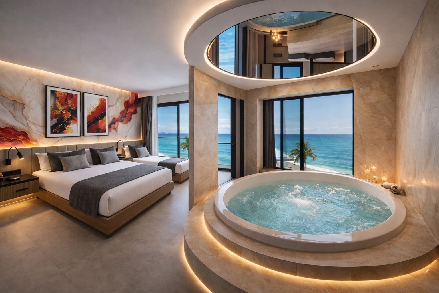 Family Room, Balcony, City View | Jetted bathtub