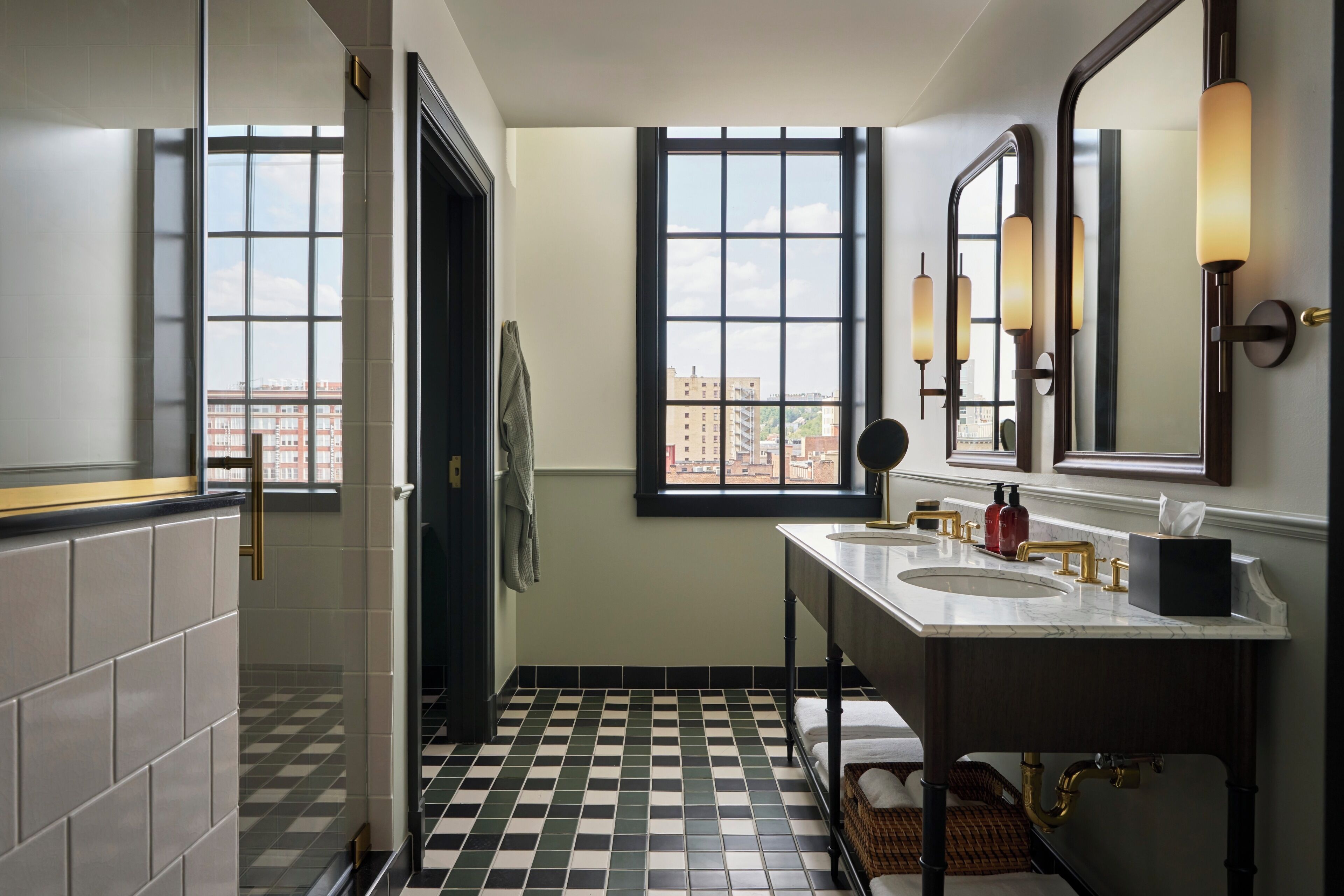 Superior Double Queen | Bathroom | Free toiletries, hair dryer, bathrobes, towels