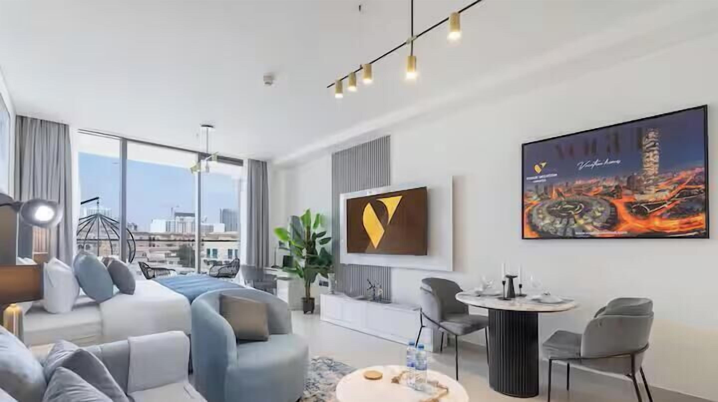 Studio Luxe, balcon, vue ville | Salle de séjour