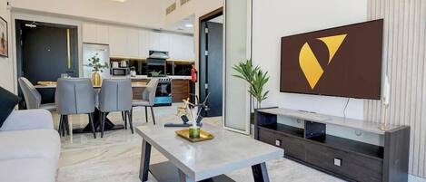 Luxury Apartment, Balcony, City View | Living area