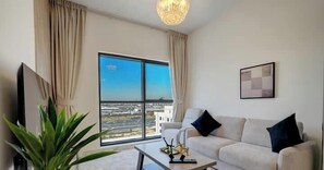 Luxury Apartment, Balcony, City View | Living area - Olivz Residence by Danube Near Dragon (Dubai)