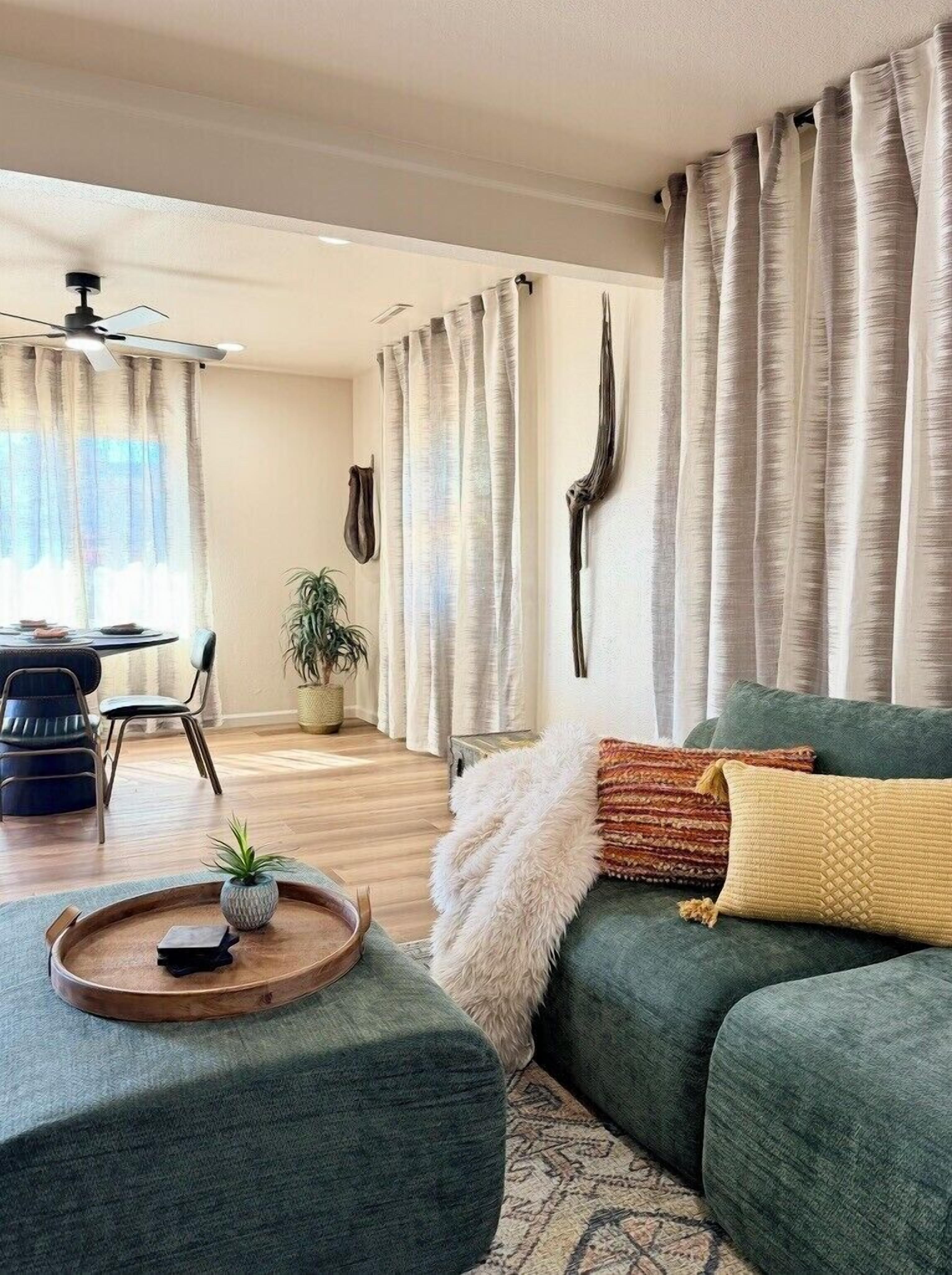 Smart TV, fireplace, music library