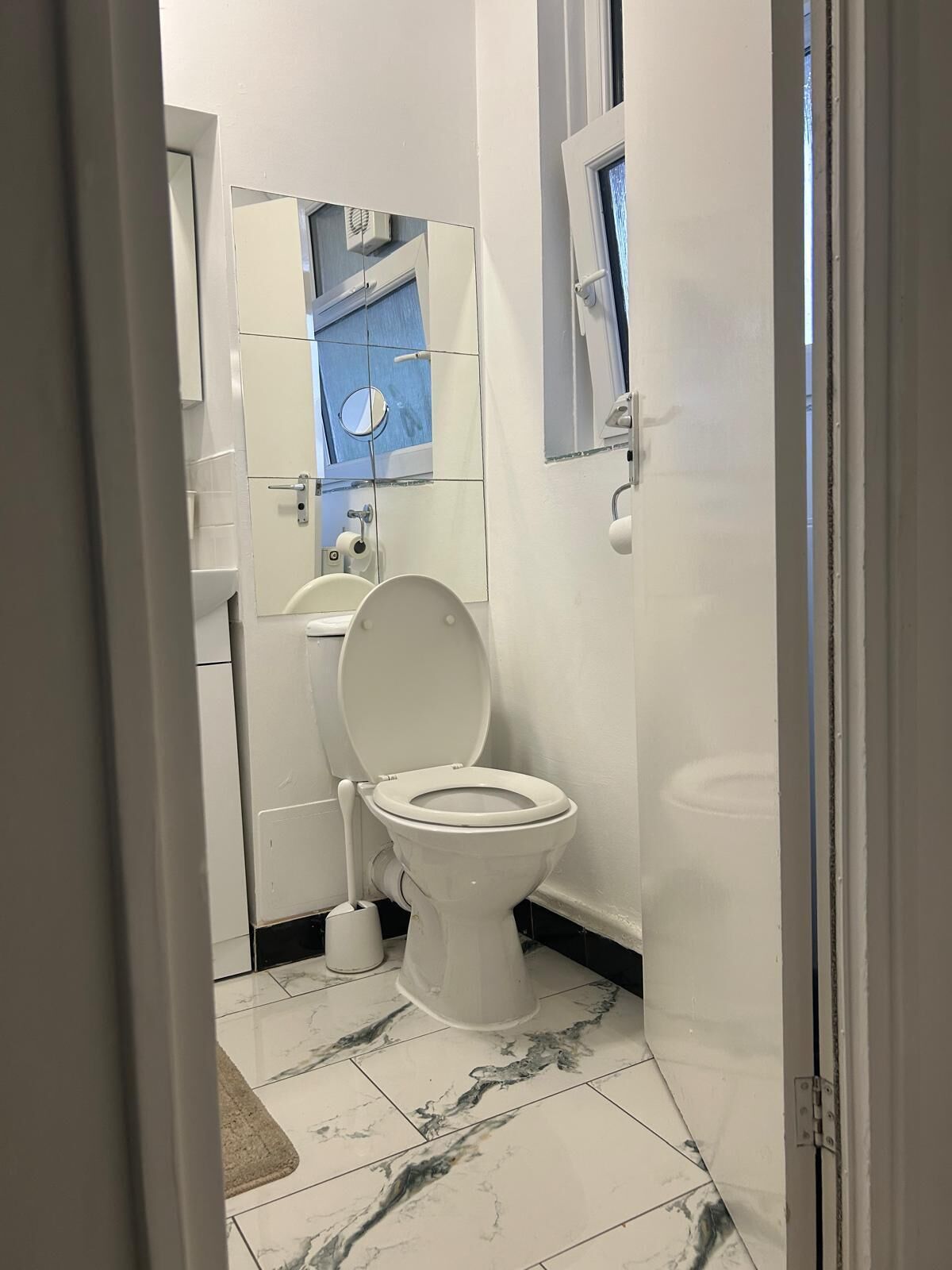 Hair dryer, towels, toilet paper
