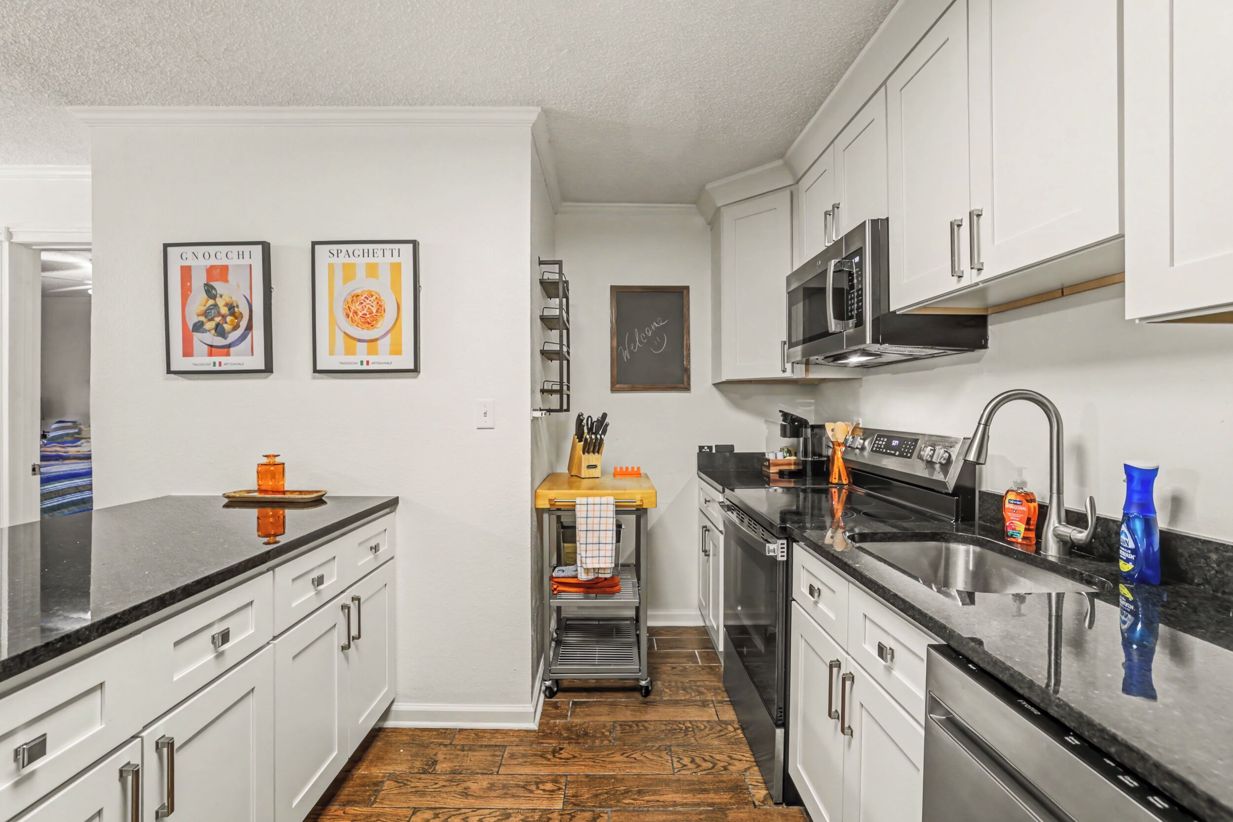 Microwave, oven, stovetop, dishwasher