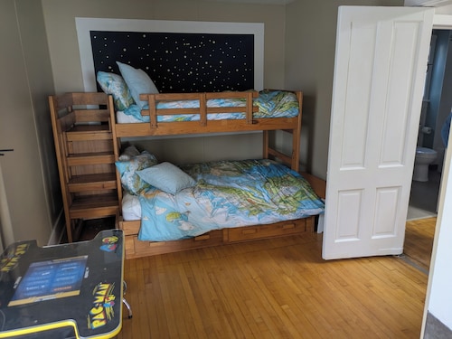 Newly renovated late 1800's space with rich wood floors and French doors
