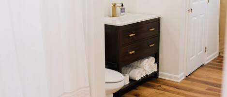 Hair dryer, towels