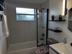 Shower, hair dryer, towels, toilet paper - Cozy chic 2-bedroom house in Port Richey with screened in pool (Port Richey)