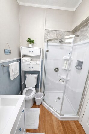 Dusche, Handtücher, Seife, Toilettenpapier