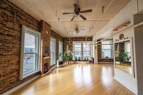 Rustic short‑term hospitality space in Downtown Watertown.