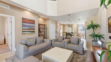 Villa (4 Bedrooms) | Living area | 50-inch TV with cable channels