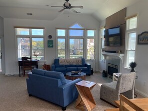 Living area - New 2026 Rental ~ Spacious Beach House with Hot Tub ~ Easy Walk to the Beach (Kitty Hawk)